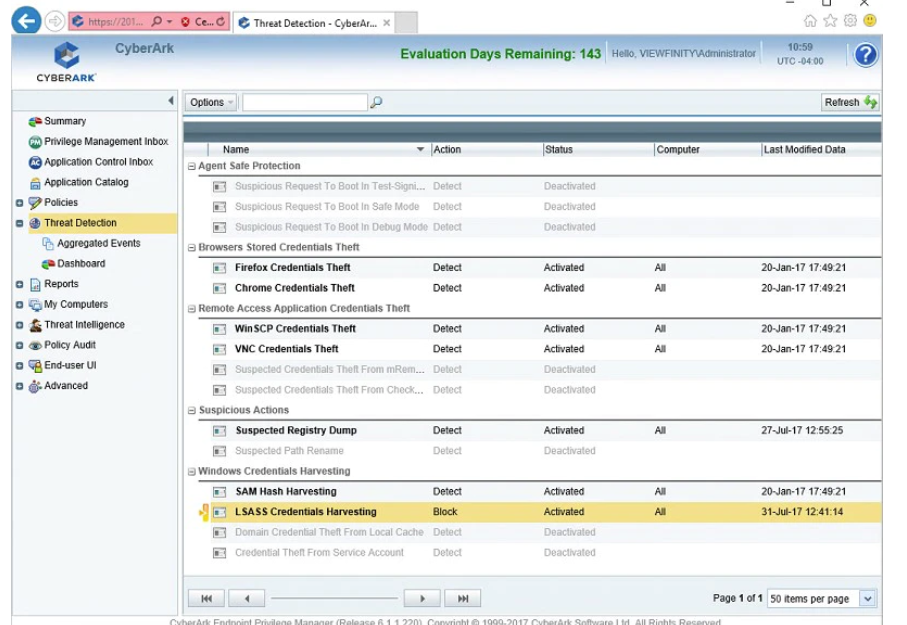 screenshot of CyberArk Privileged Access Management Solutions